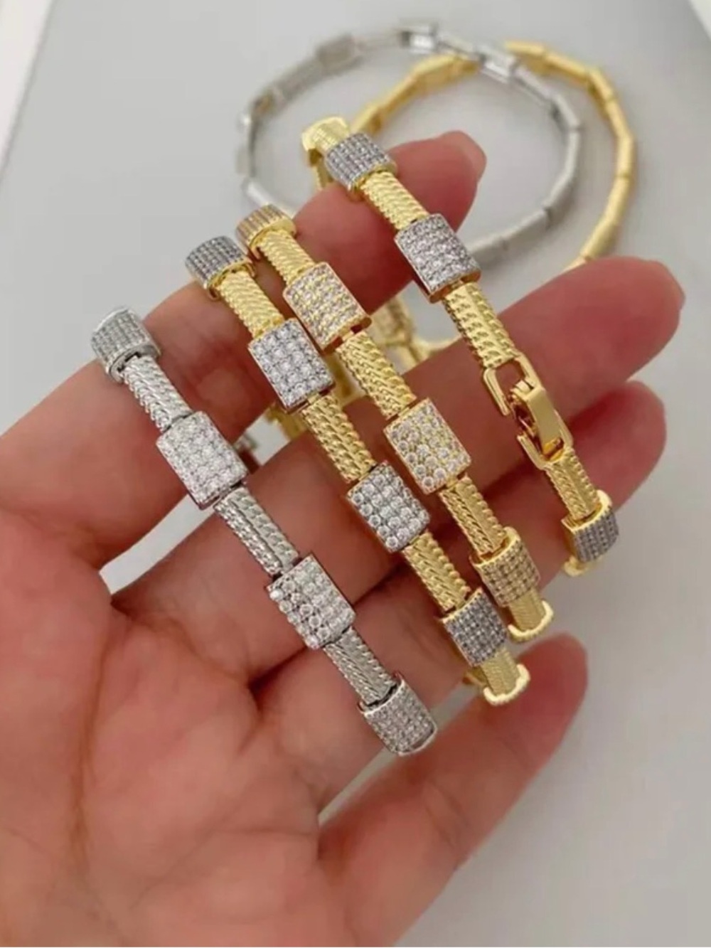 Pave Link Hinge Bracelet NWT 18KT Gold Plated - Picture 3 of 3